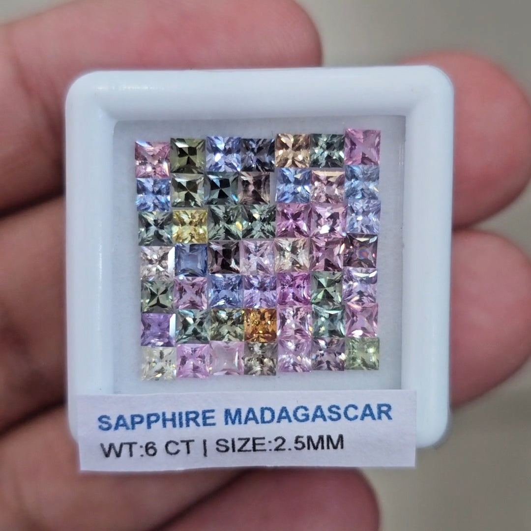 Box Of Natural Madagascar Unheated Sapphire  | 2.5mm | Square
