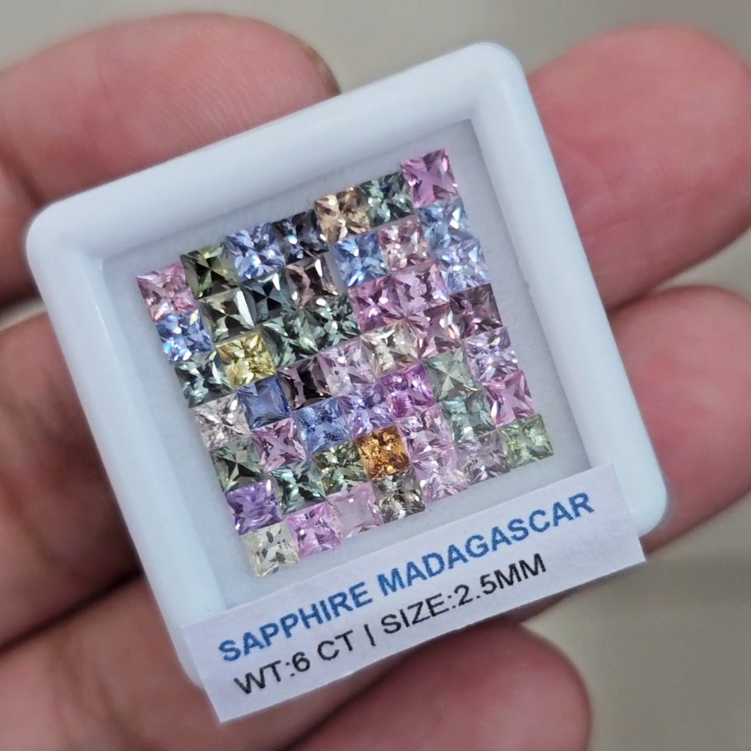 Box Of Natural Madagascar Unheated Sapphire  | 2.5mm | Square