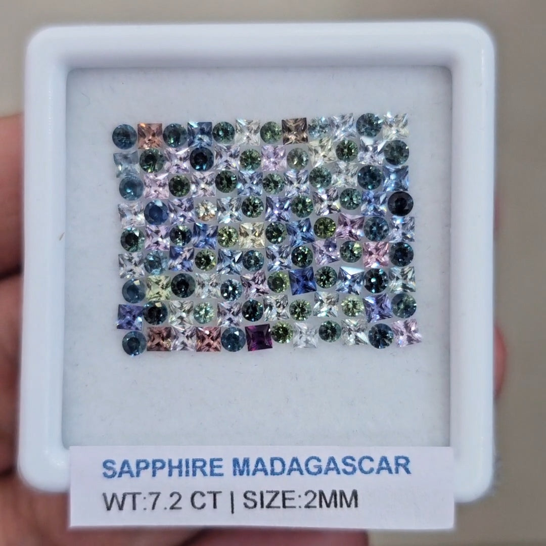Box Of Natural Madagascar Unheated Sapphire  | 2mm | Square , Round