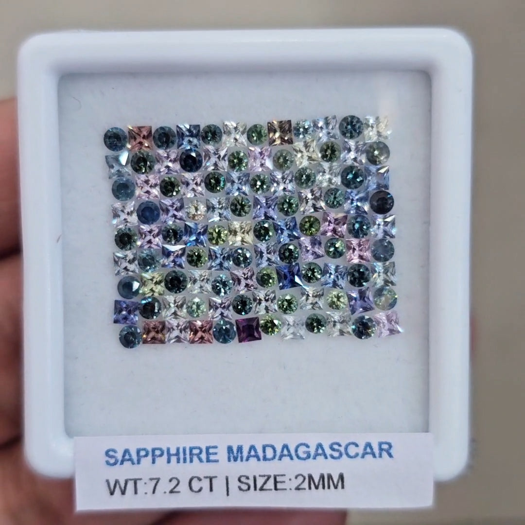 Box Of Natural Madagascar Unheated Sapphire  | 2mm | Square , Round