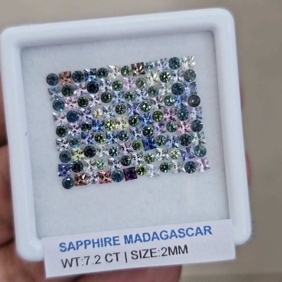 Box Of Natural Madagascar Unheated Sapphire  | 2mm | Square , Round