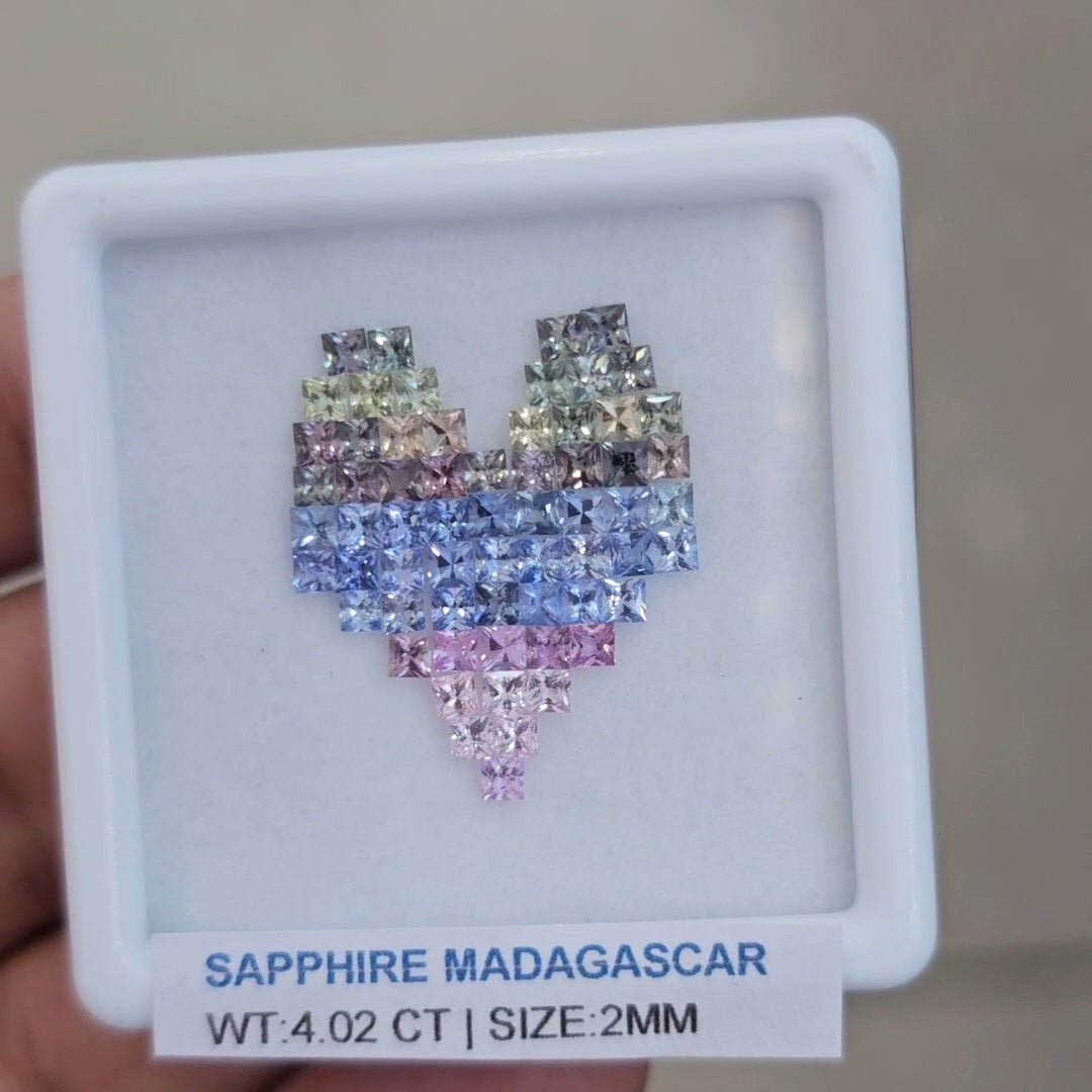 Box Of Natural Madagascar Unheated Sapphire  | 2mm | Square
