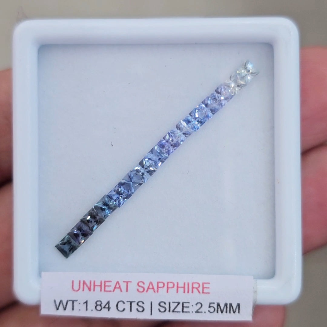 Box Of Natural Sri Lanka Unheated Sapphire  | 2.5mm | Square