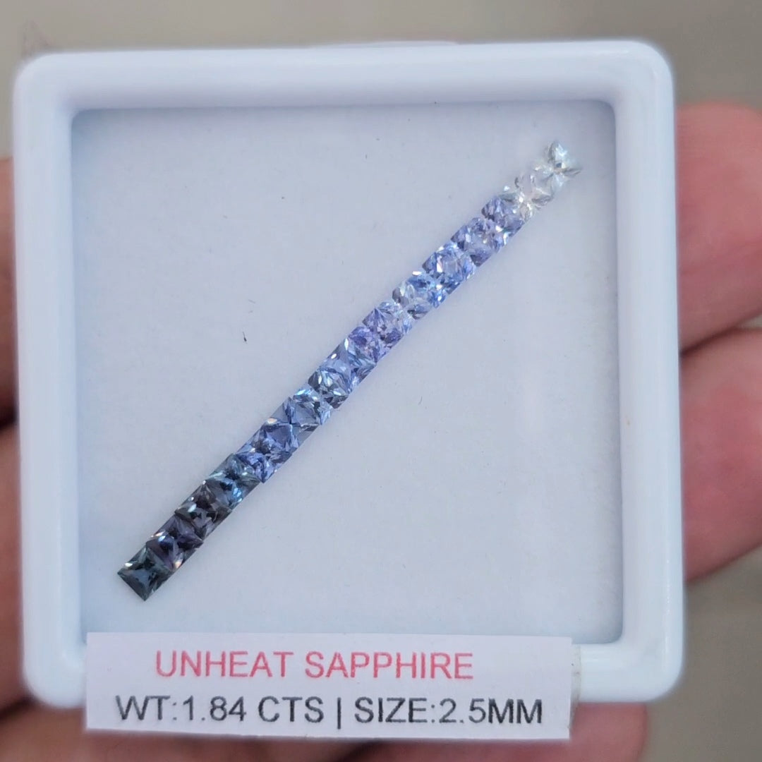 Box Of Natural Sri Lanka Unheated Sapphire  | 2.5mm | Square