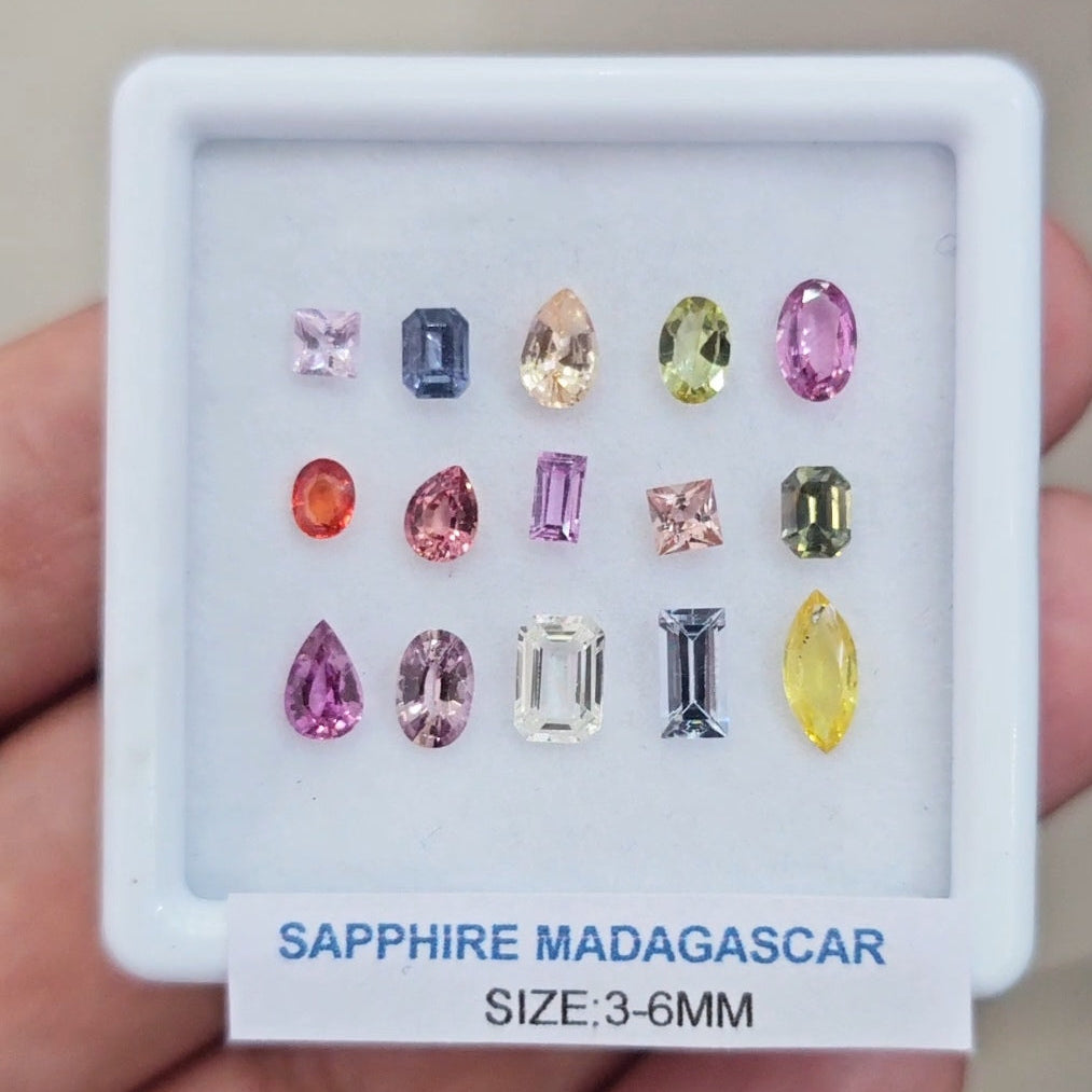 Box Of Natural Madagascar Unheated Sapphire  | 3-6mm | Mix