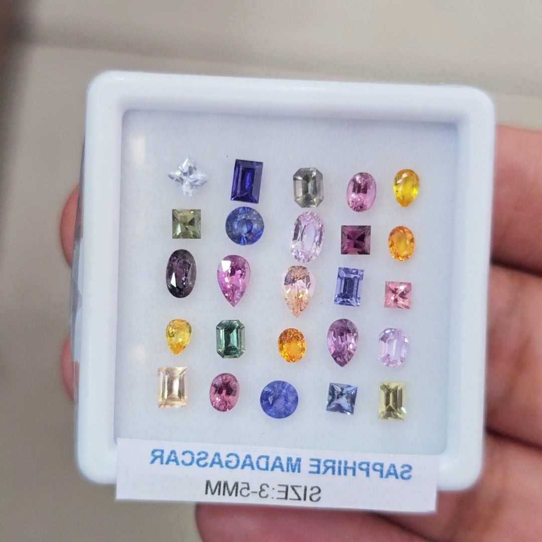 Box Of Natural Madagascar Unheated Sapphire  | 3-5mm | Mix