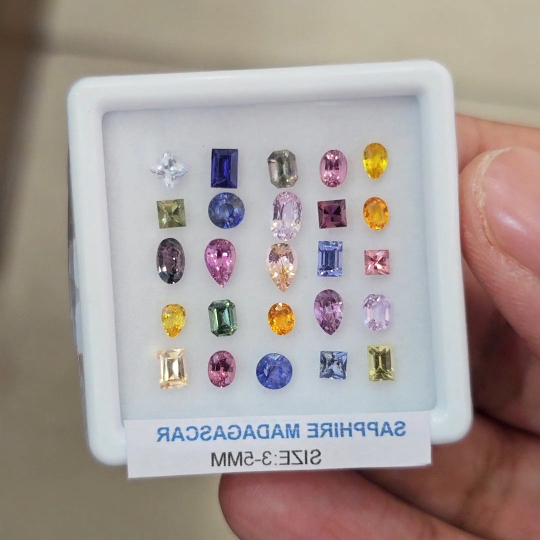 Box Of Natural Madagascar Unheated Sapphire  | 3-5mm | Mix