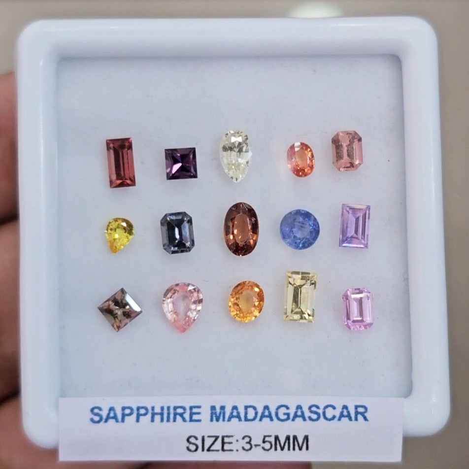 Box Of Natural Madagascar Unheated Sapphire  | 3-5mm | Mix