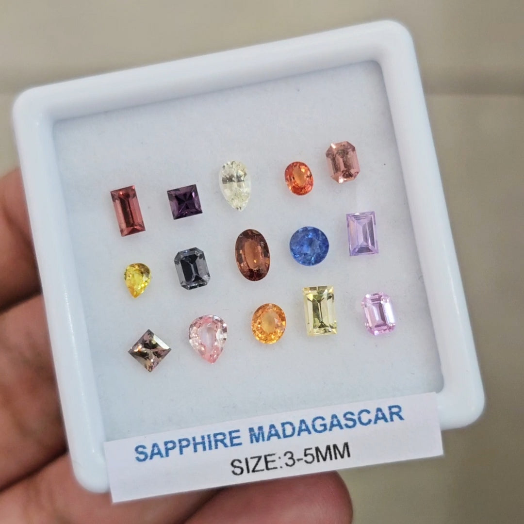 Box Of Natural Madagascar Unheated Sapphire  | 3-5mm | Mix