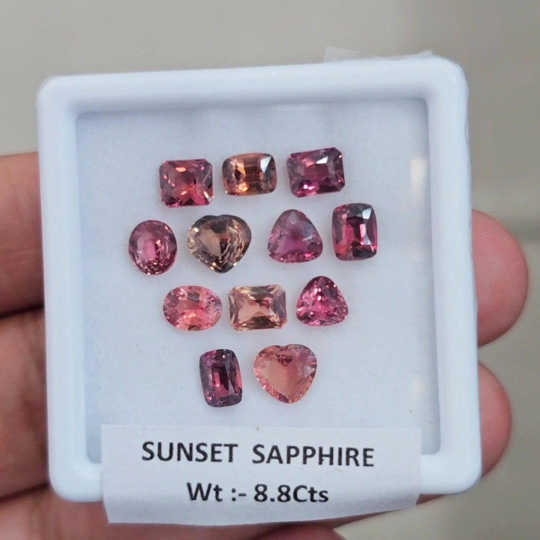Box Of Natural Sunset Sapphire Faceted Gemstone  | 5-6mm | Mix