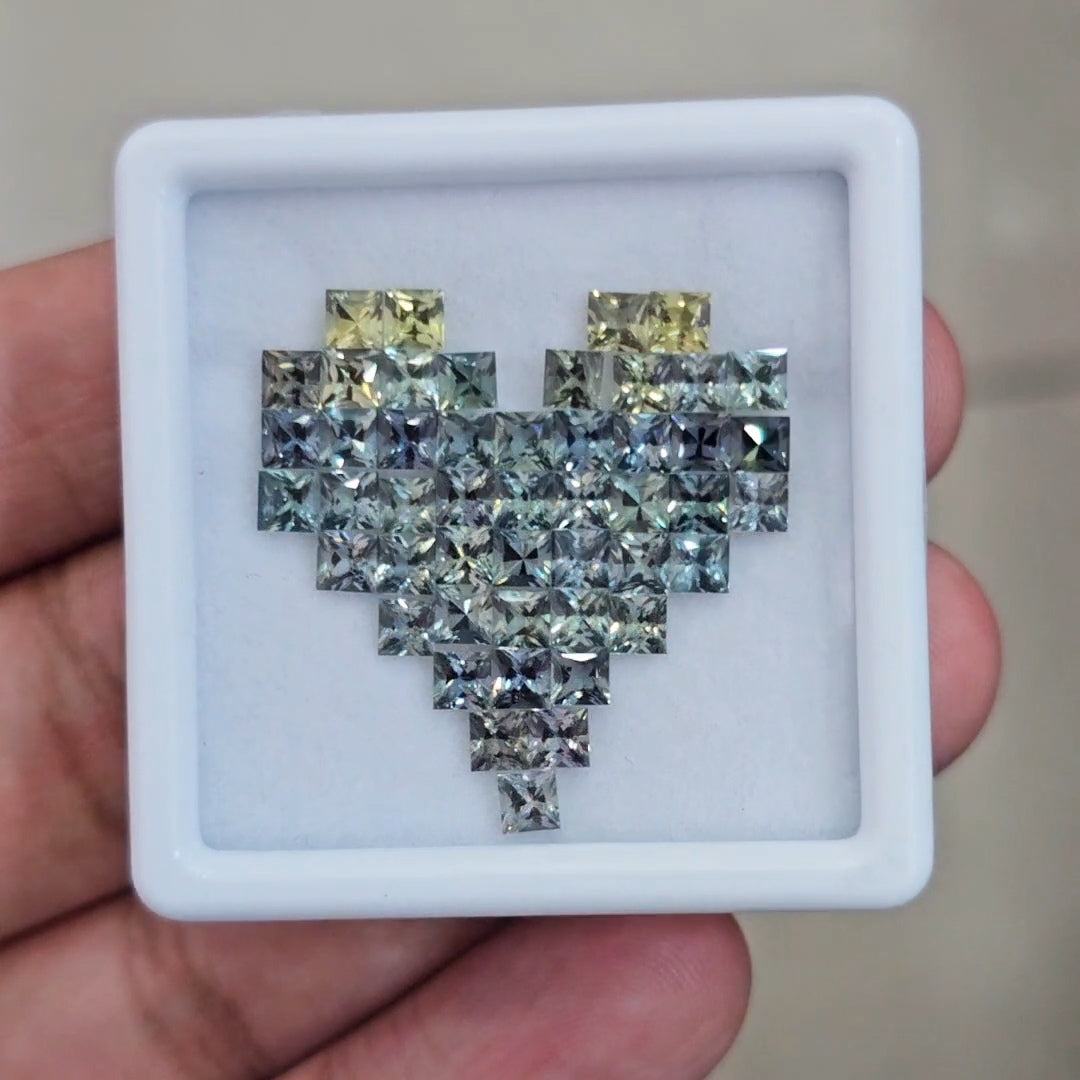 Box Of Natural Madagascar Unheated Sapphire  | 3mm | Square