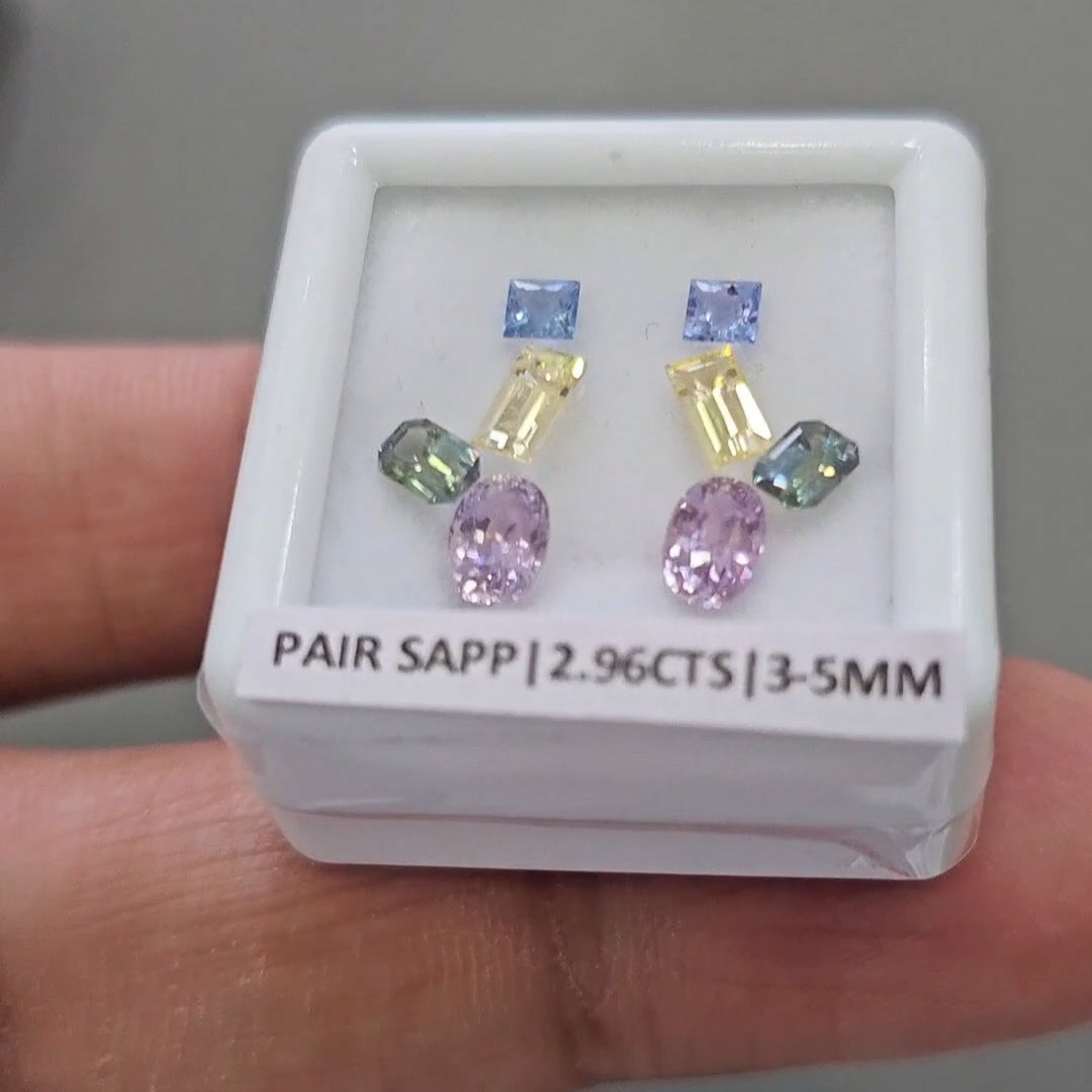 Pair Box Of Natural Sapphire  | 3-5mm | Rectangle, Square & Oval