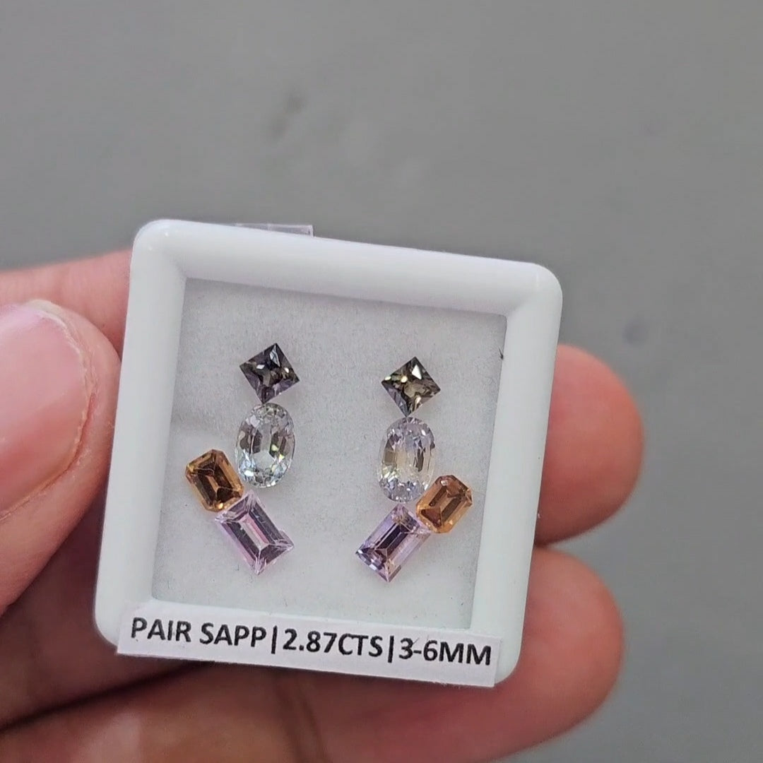 Pair Box Of Natural Sapphire  | 3-6mm | Rectangle, Square & Oval