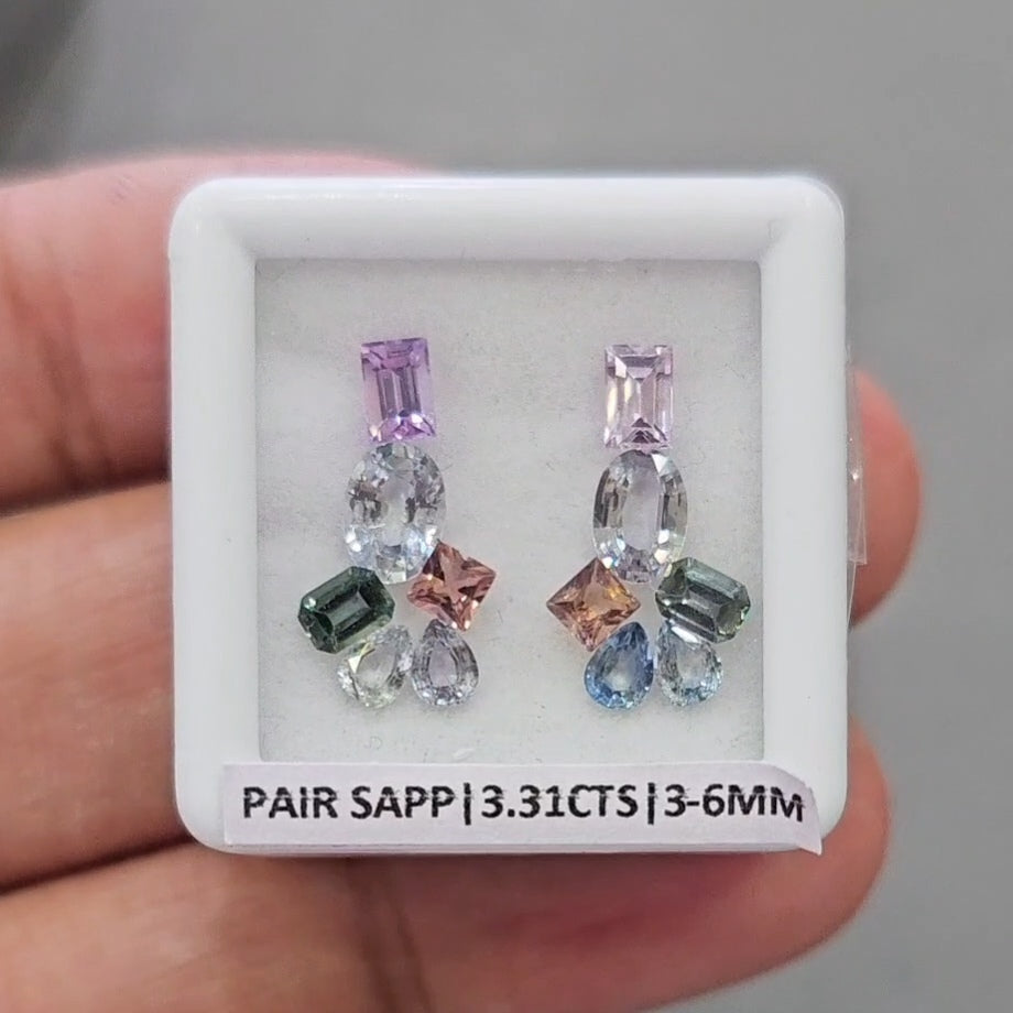Pair Box Of Natural Sapphire  | 3-6mm | Mix