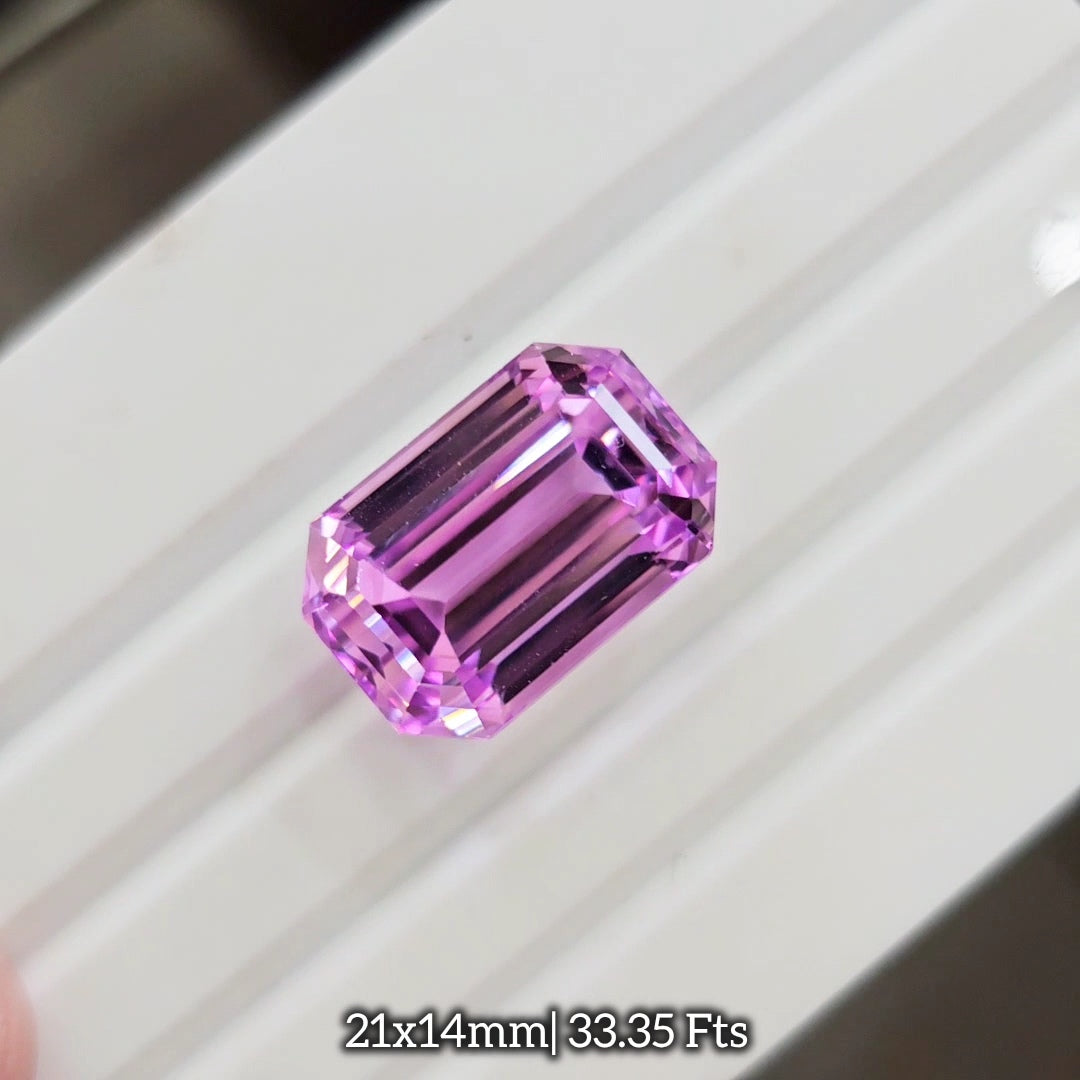 33.35 Cts Natural Kunzite Faceted Clean| With Certificate| 21x14mm | Rectangle |Clean