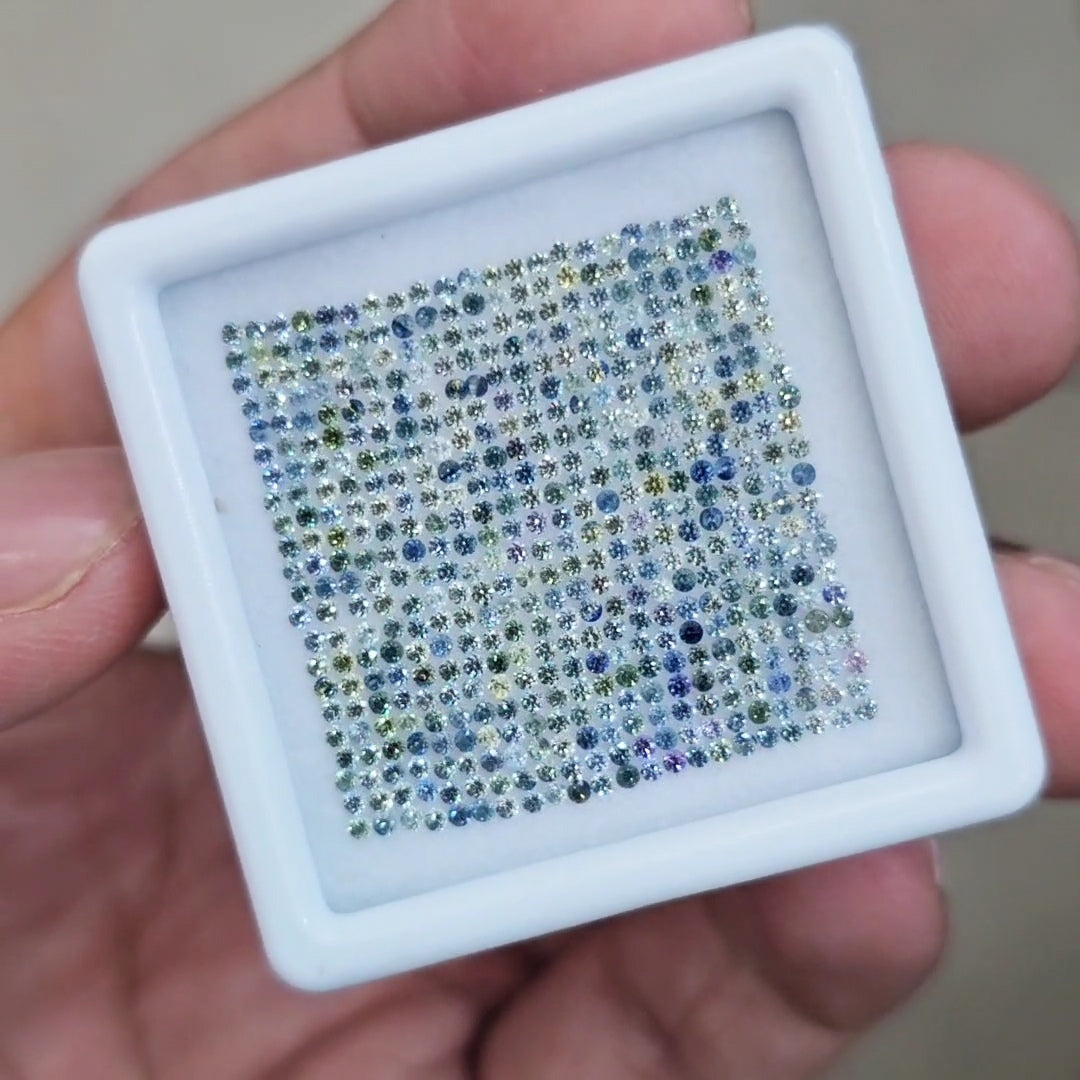 Box Of Natural Unheated Teal Sapphire From Australia | 1.3mm| Round | Ideal Cut