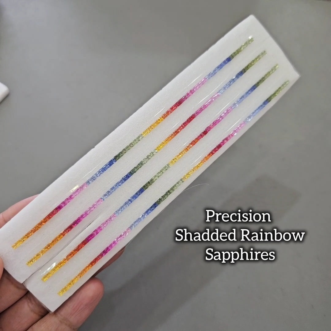 Natural Rainbow Sapphire 7'' Inches Line  | One Line is 2.3mm | 6.40cts | Square