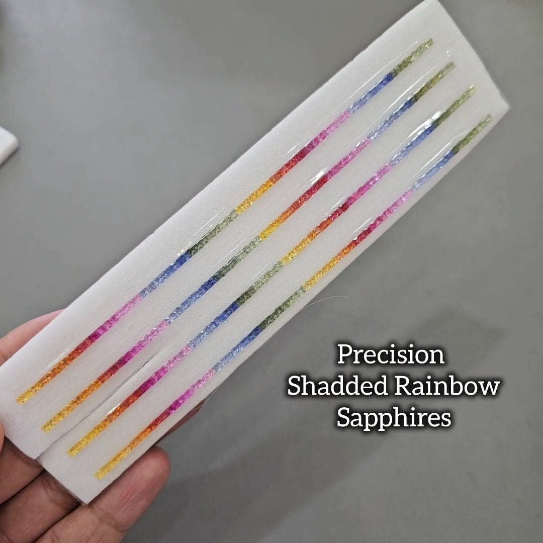 Natural Rainbow Sapphire 7'' Inches Line  | One Line is 2.3mm | 6.40cts | Square