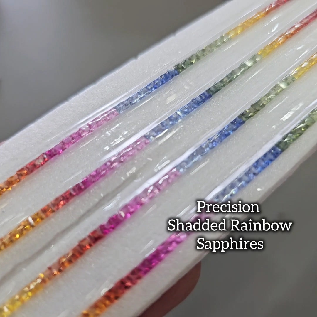 Natural Rainbow Sapphire 7'' Inches Line  | One Line is 2.3mm | 6.40cts | Square