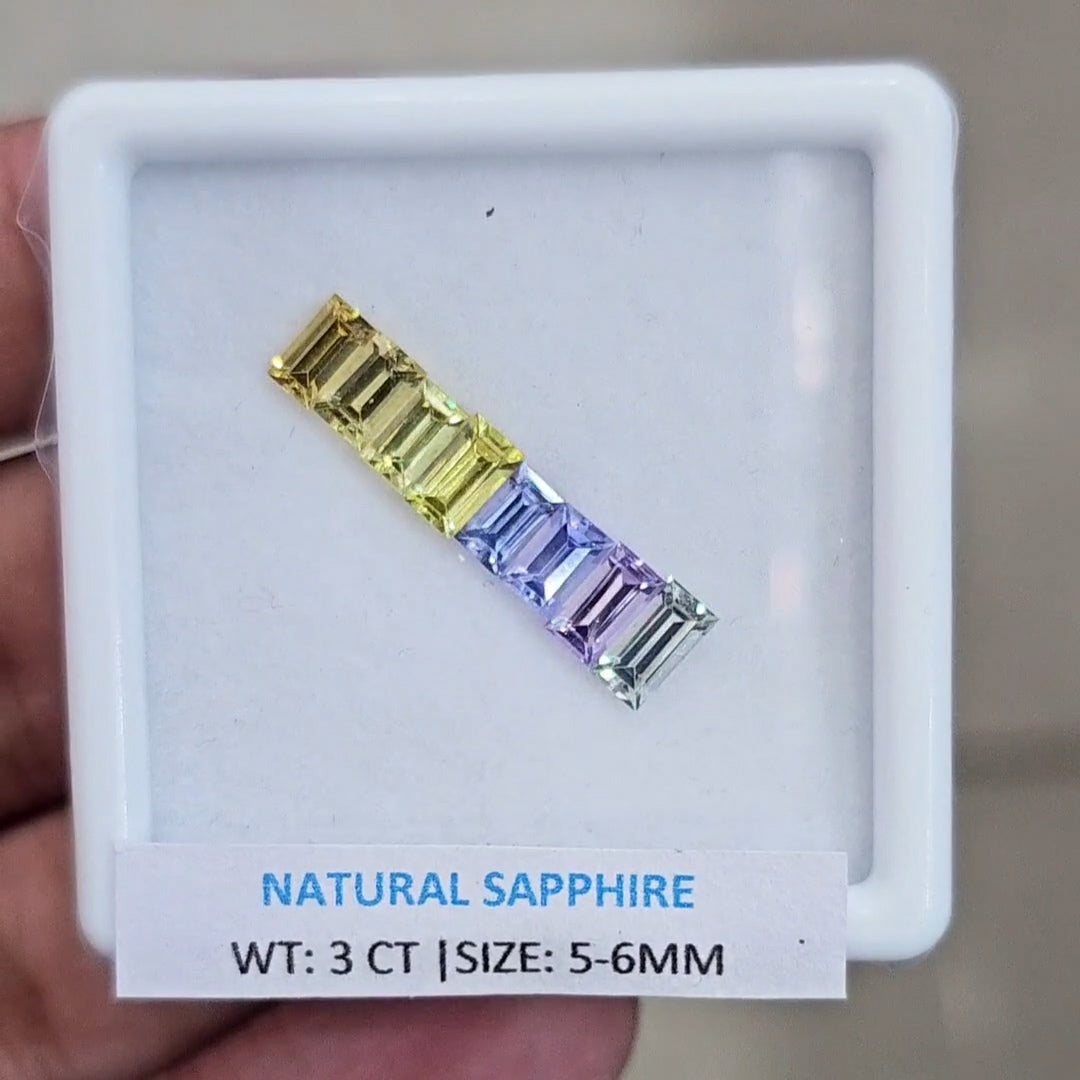 3 Cts Natural Madagascar  Sapphire  | 5-6mm | Rectangle