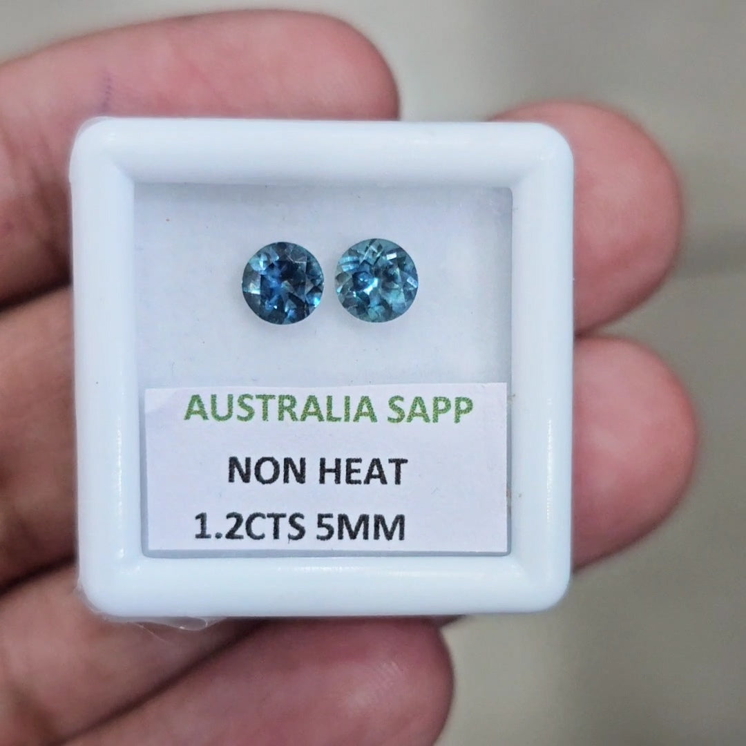 1.2cts Natural Unheated Teal Sapphire From Australia | 5mm| Round | Ideal Cut