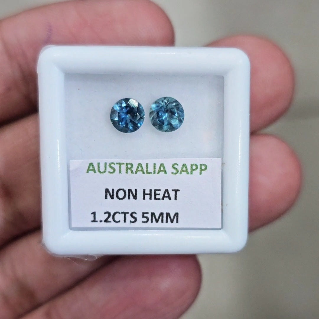 1.2cts Natural Unheated Teal Sapphire From Australia | 5mm| Round | Ideal Cut