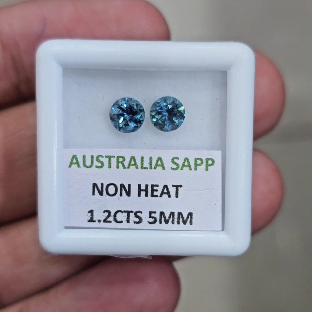 1.2cts Natural Unheated Teal Sapphire From Australia | 5mm| Round | Ideal Cut