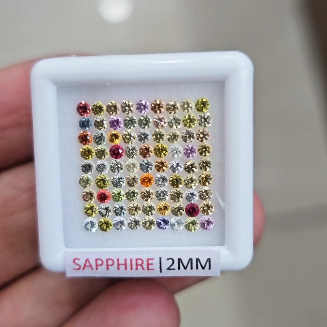 3.63Cts Natural Madagascar  Sapphire  |  2mm | Round | Ideal Cut