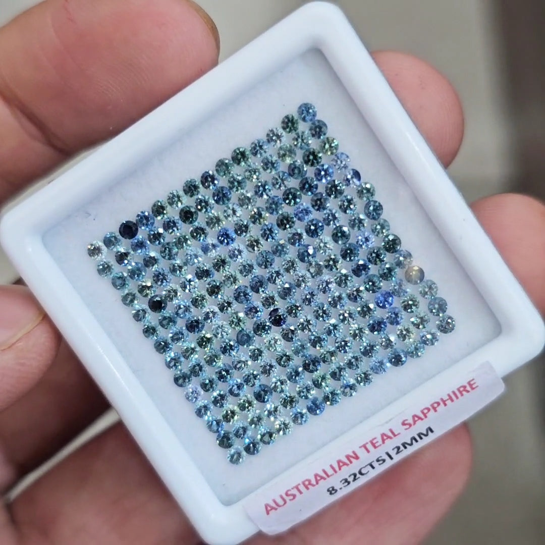 8.32cts  Natural Australian Teal Sapphire | 2mm| Round | Unheated