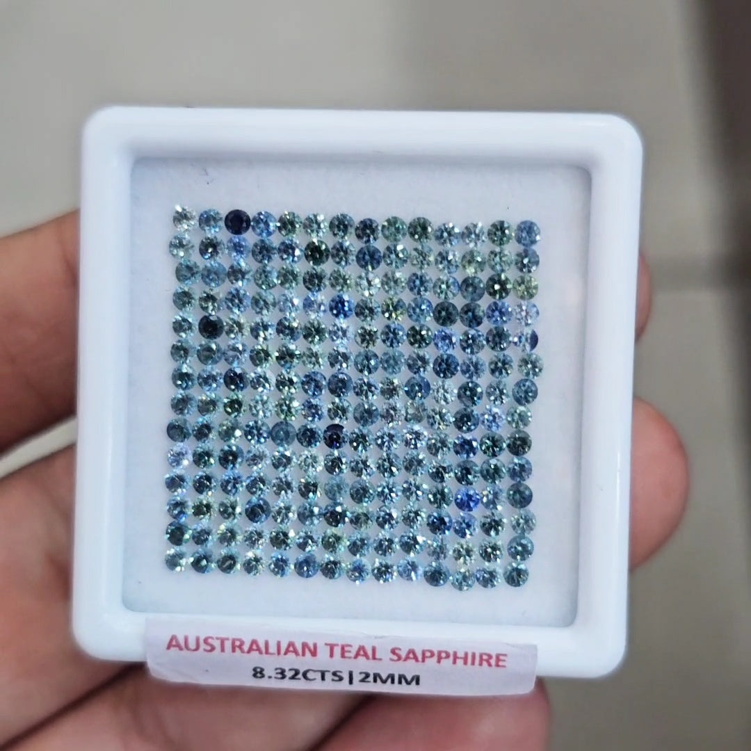 8.32cts  Natural Australian Teal Sapphire | 2mm| Round | Unheated