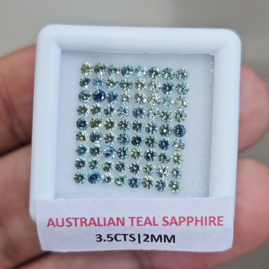 3.5cts  Natural Australian Teal Sapphire | 2mm| Round | Unheated