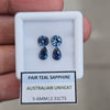 2.31cts Pair Natural Australian Teal Sapphire | 5-6mm| Round & Pear |Unheated