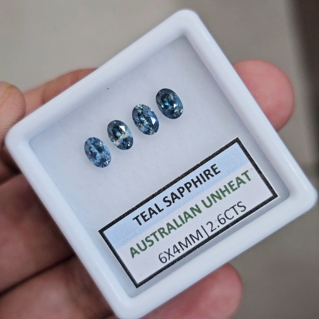 2.6cts  Natural Australian Teal Sapphire | 6X4mm| Oval | Unheated