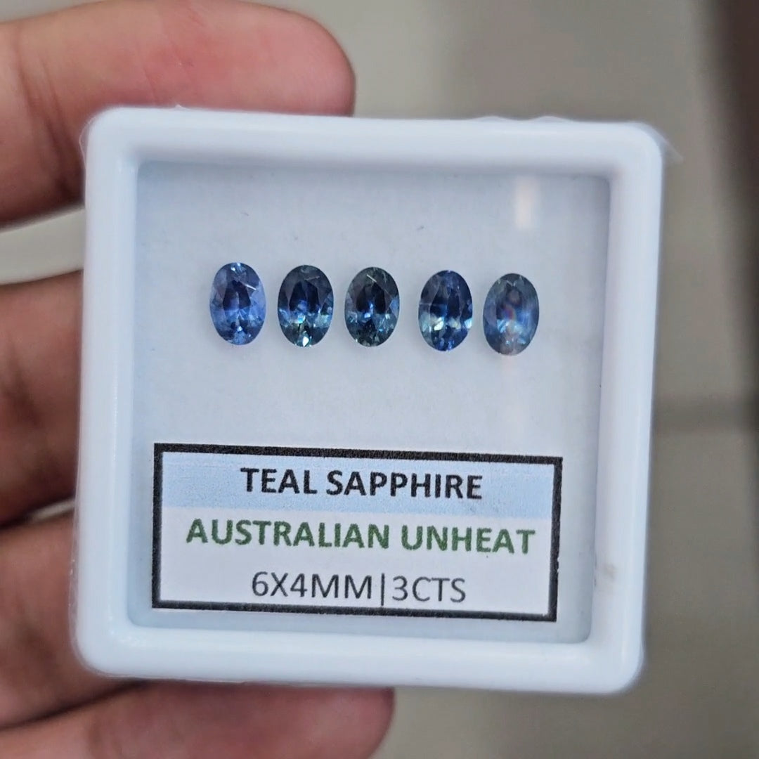 3cts  Natural Australian Teal Sapphire | 6X4mm| Oval | Unheated