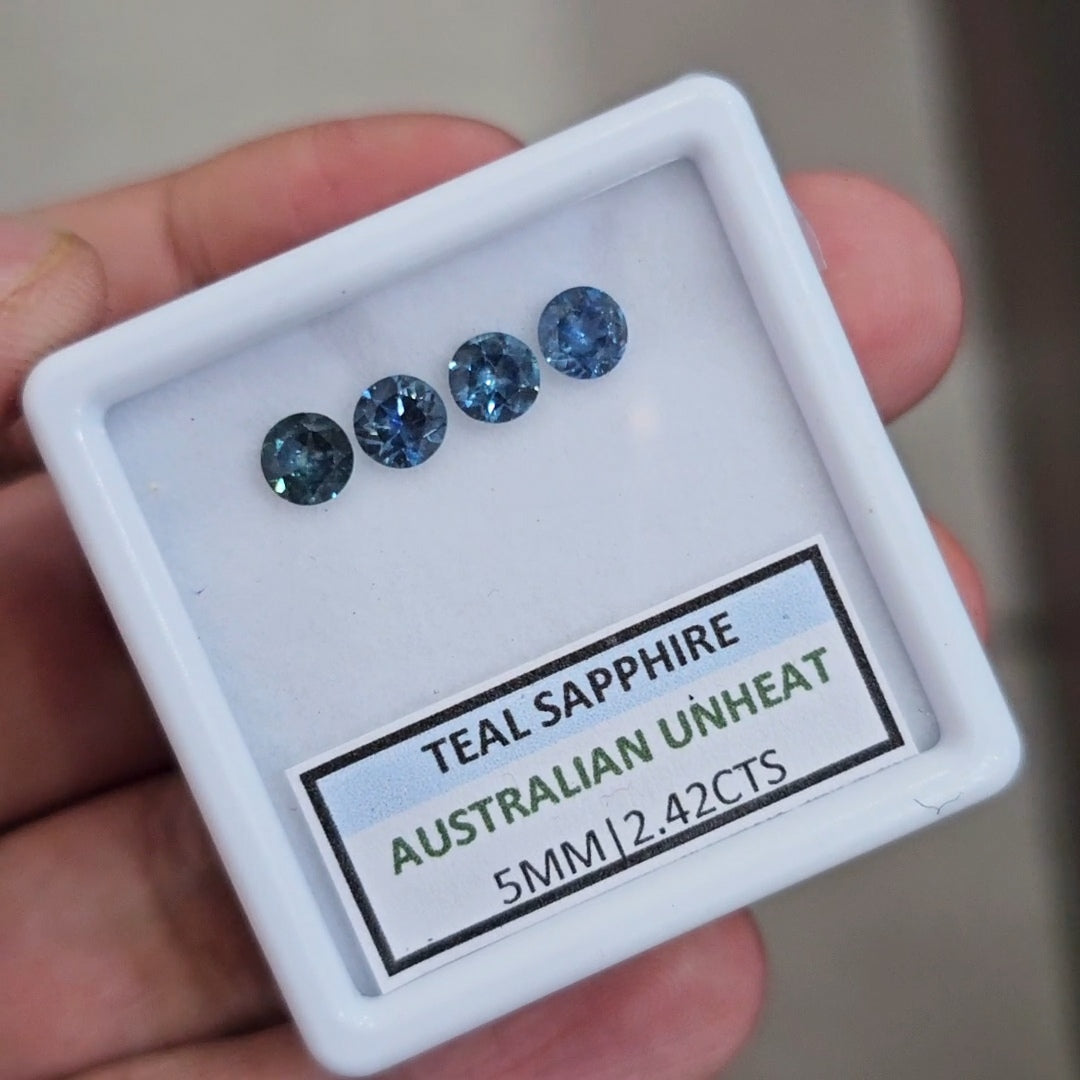 2.42cts  Natural Australian Teal Sapphire | 5mm| Round | Unheated