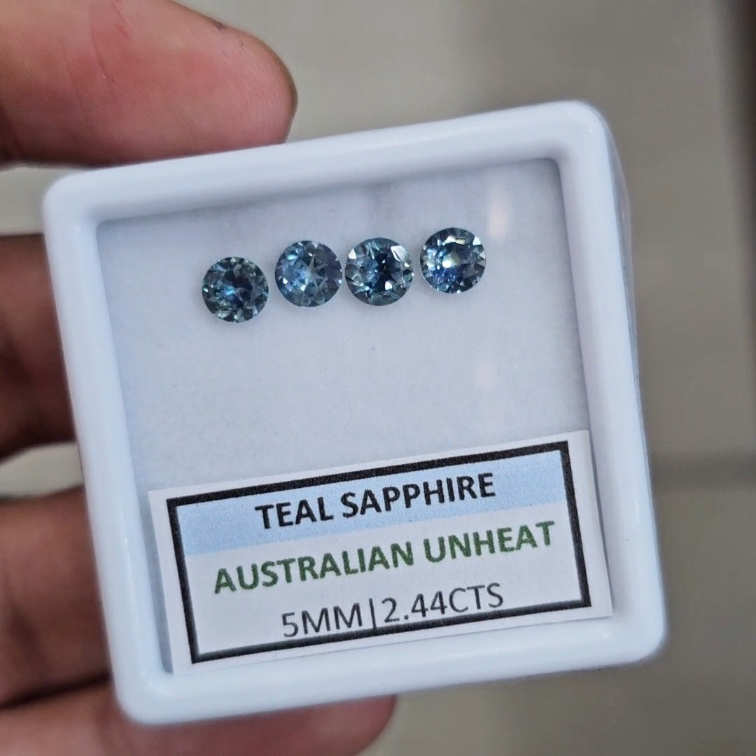 2.44cts  Natural Australian Teal Sapphire | 5mm| Round | Unheated