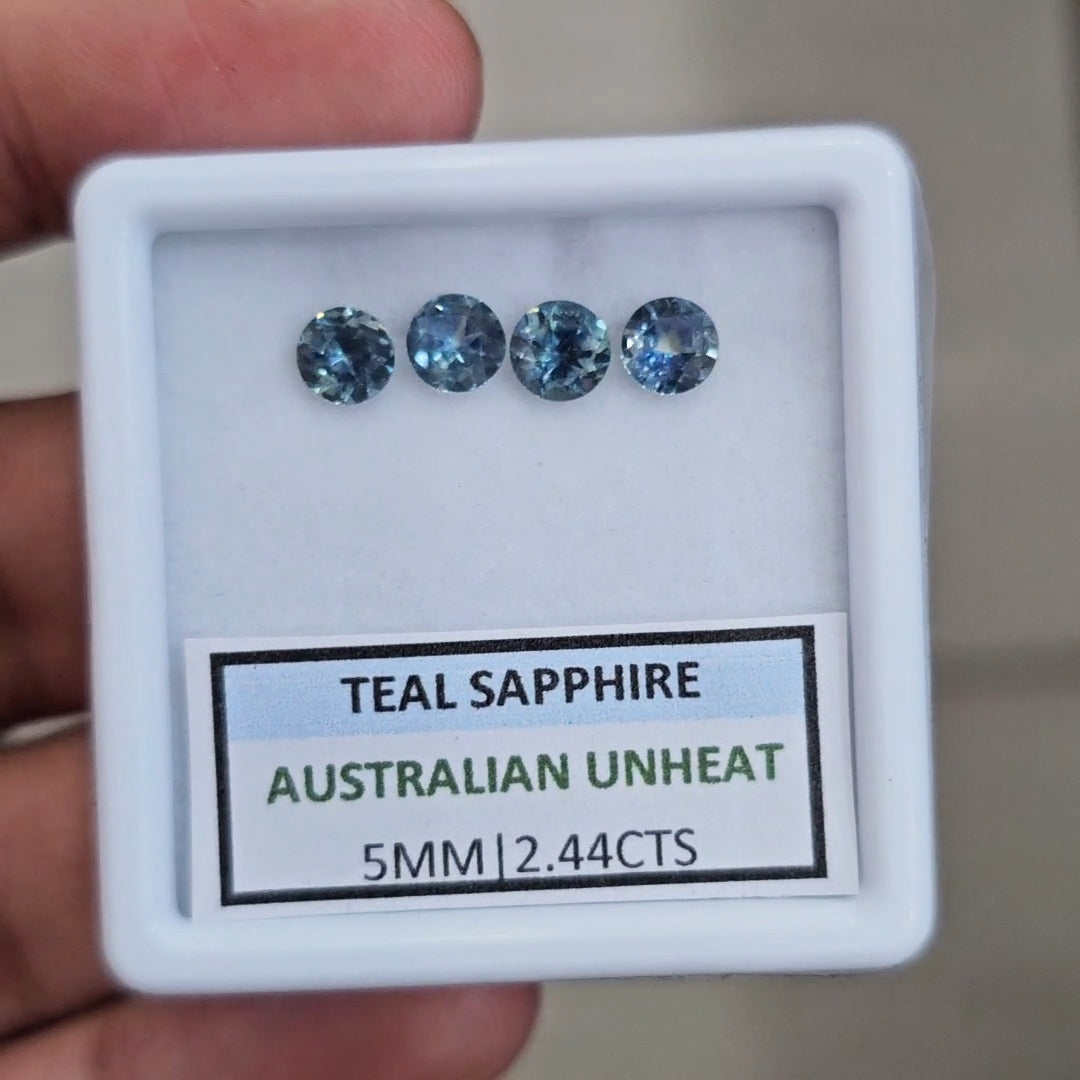 2.44cts  Natural Australian Teal Sapphire | 5mm| Round | Unheated