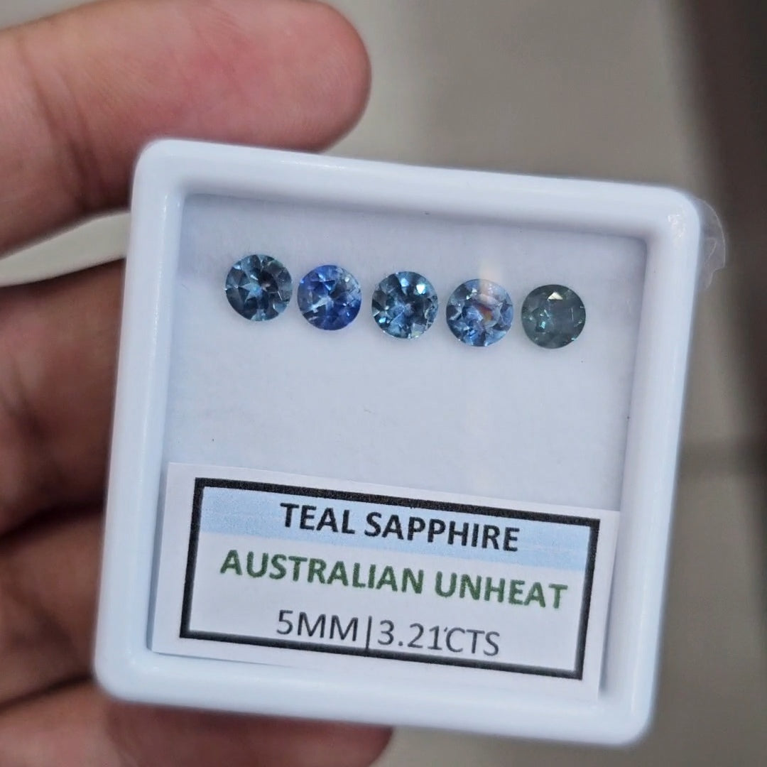 3.21cts  Natural Australian Teal Sapphire | 5mm| Round | Unheated