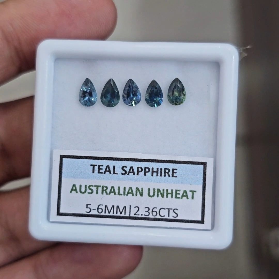 2.36cts  Natural Australian Teal Sapphire | 5-6mm| Pear | Unheated