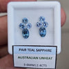2.4cts Pair Natural Australian Teal Sapphire | 3-6mm| Oval & Round |Unheated
