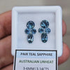 3.14cts Pair Natural Australian Teal Sapphire | 3-6mm| Oval & Round |Unheated