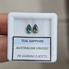 0.87cts Pair Natural Australian Teal Sapphire | 6x4mm| Pear |Unheated