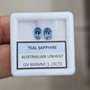 1.23cts Pair Natural Australian Teal Sapphire | 6x4mm| Oval |Unheated