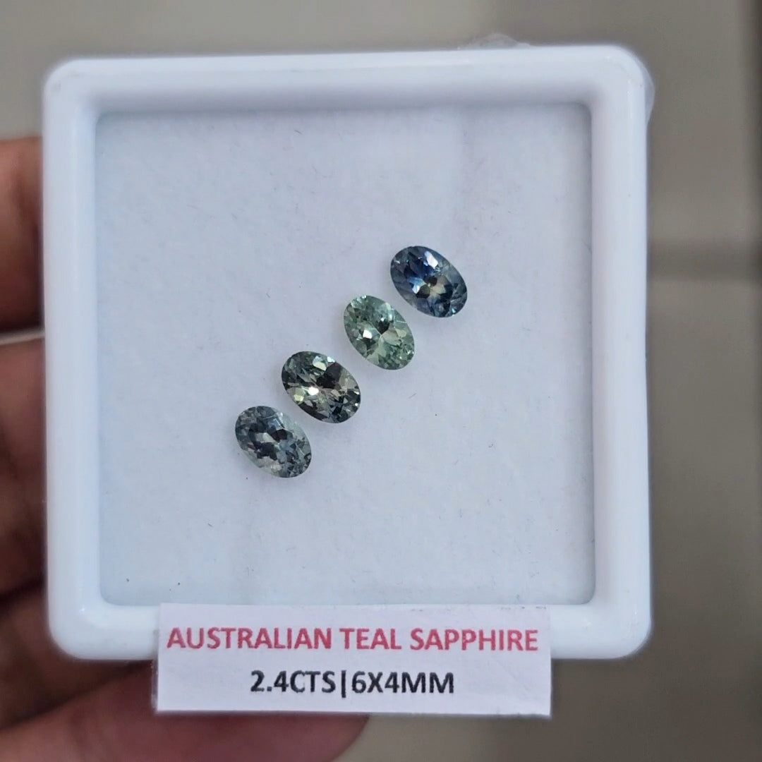 2.4cts  Natural Australian Teal Sapphire | 6x4mm| Oval | Unheated