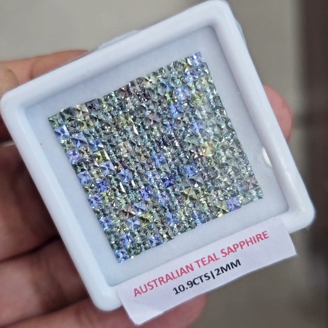 10.9cts  Natural Australian Teal Sapphire | 2mm| Square | Unheated