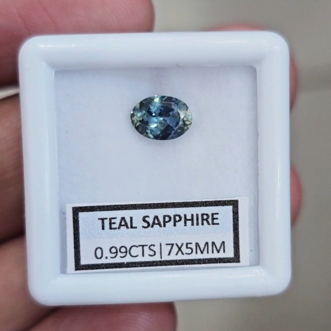 0.99cts  Natural Australian Teal Sapphire | 7x5mm| Oval | Unheated