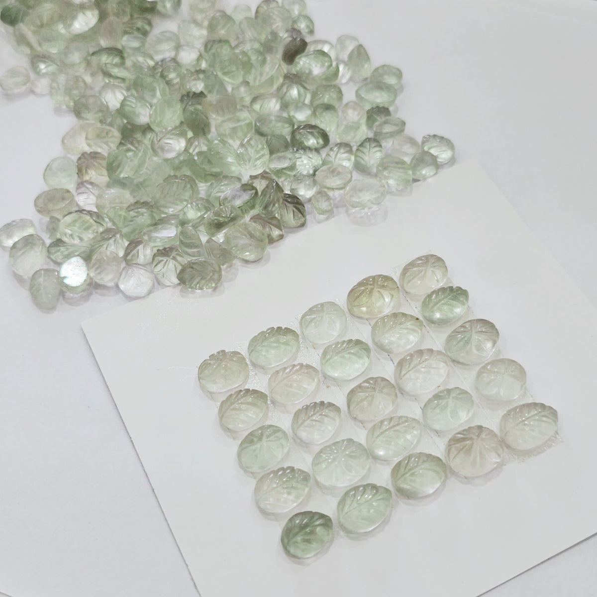 500Cts of Natural Prasiolite Carved Leaf| 170–190 Pcs | 6–13mm - The LabradoriteKing