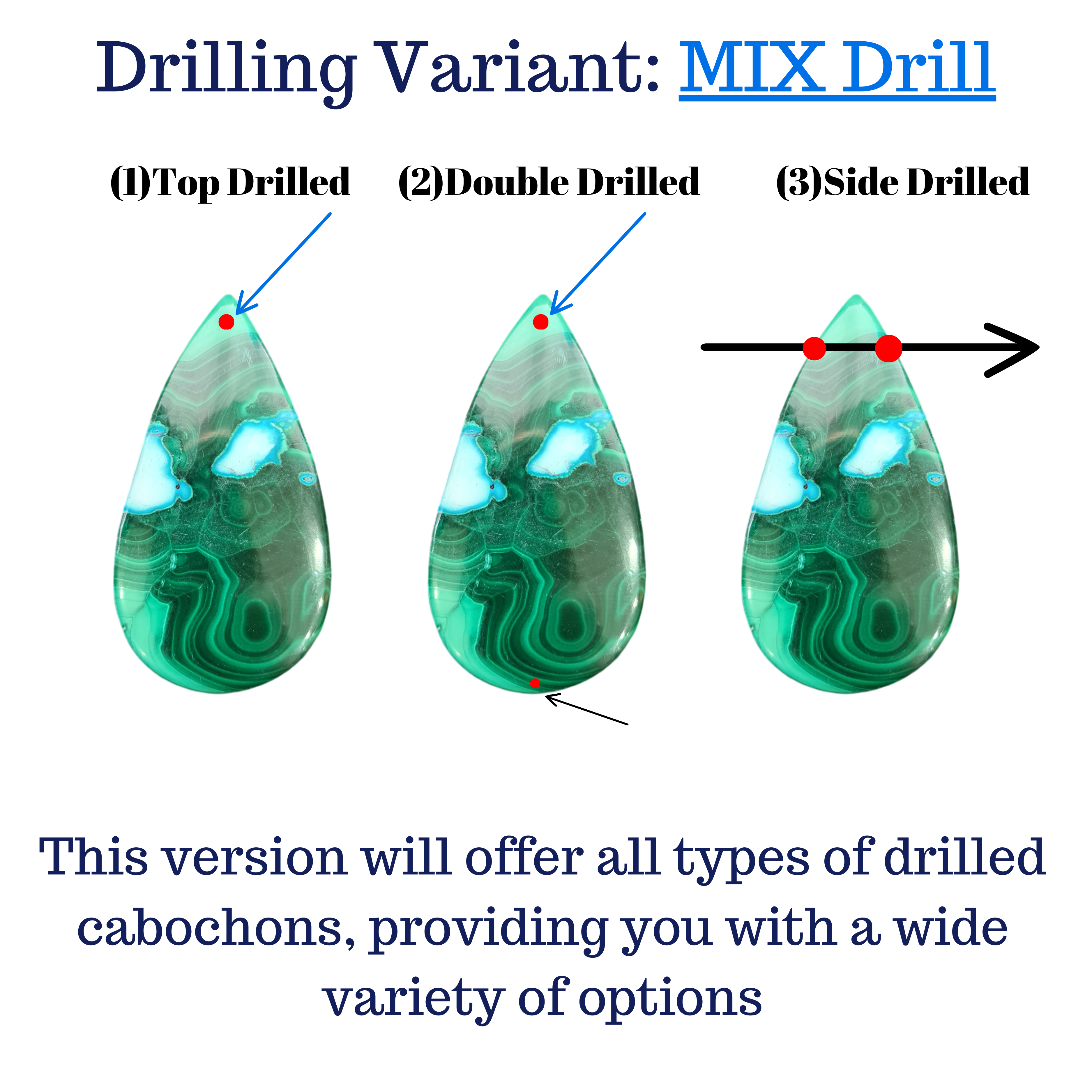 250Gram/ 500Gram of Natural Malachite Chrysocolla Cabochon | 1" to 2" Inches | 40-50Pcs | Top Quality - The LabradoriteKing