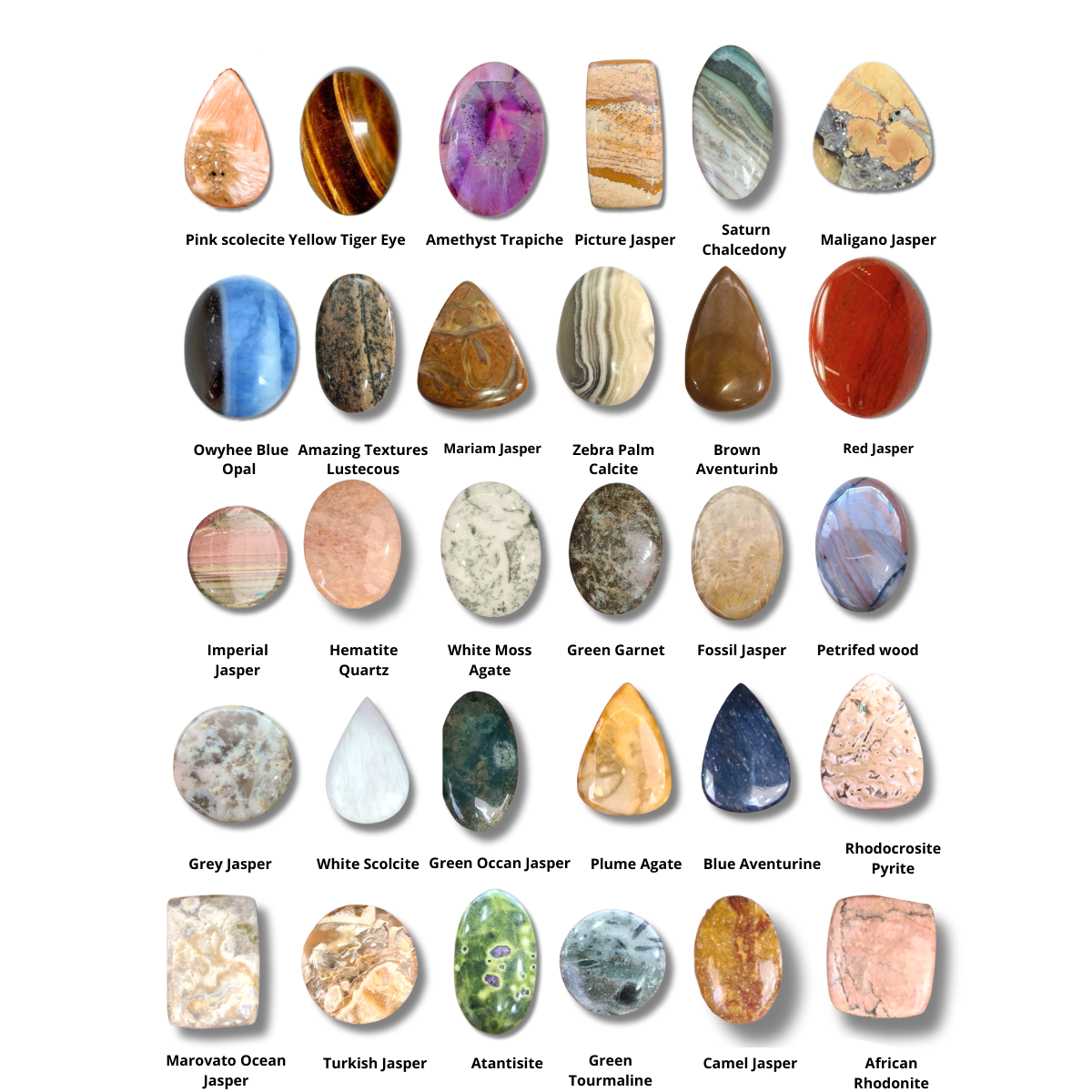 Ultimate 100 Pcs Cabochons box | 100 Unique Gemstones Labeled with origins