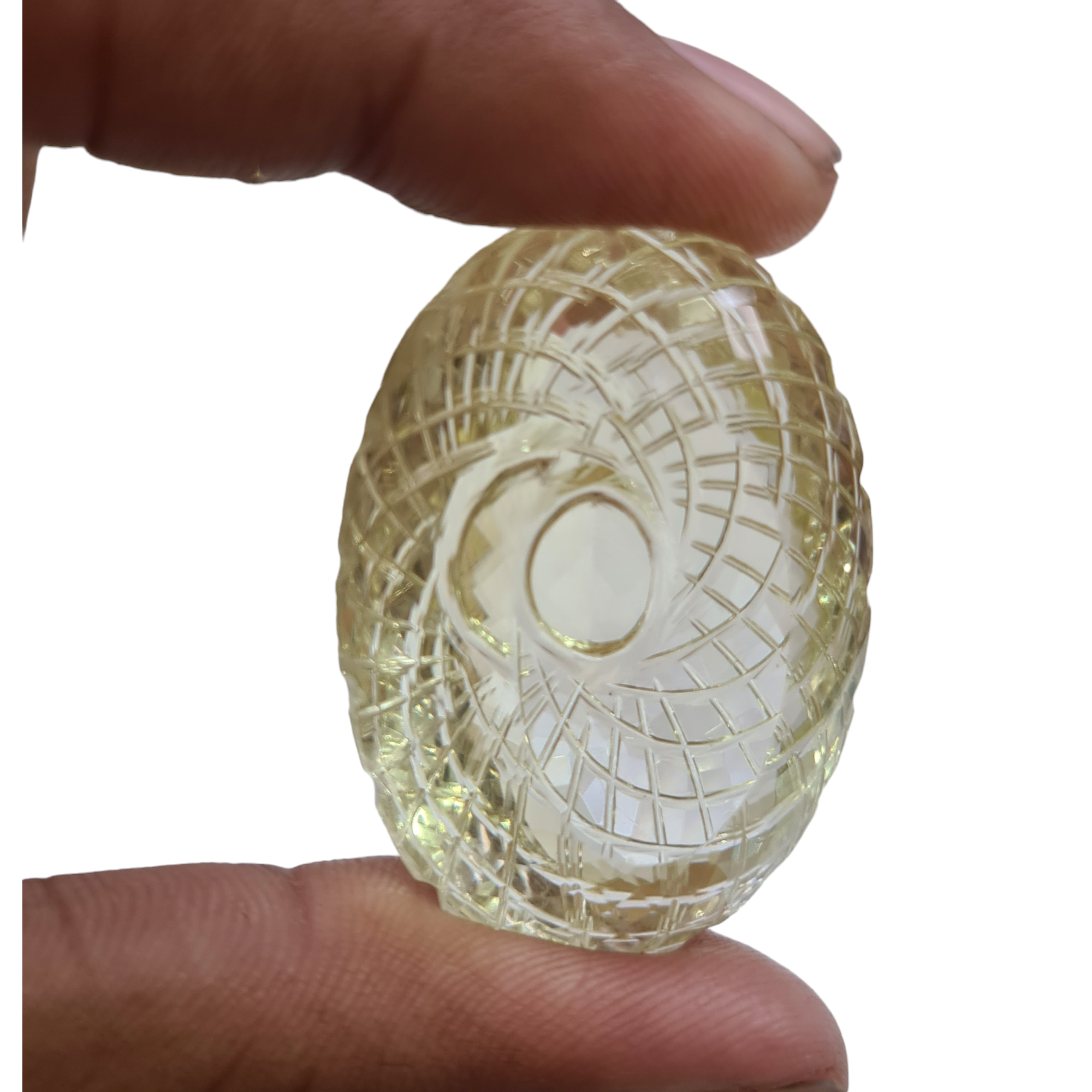 Natural 1 piece hand carved Yellow Quartz  : Oval Shape | Size:44x31mm - The LabradoriteKing